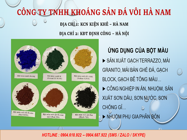 Ứng dụng của bột màu